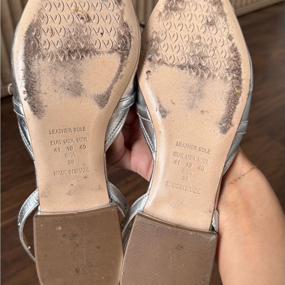 Vicenza Silver Ankle Strap Flats - Picture 5 of 7